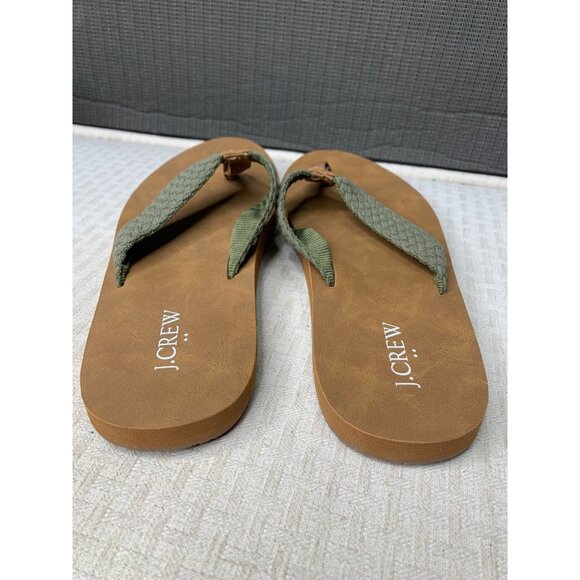 J.Crew Womens Size 9 Brown & Olive Flip Flops Rubber Sole Textile Sandals - Picture 5 of 6
